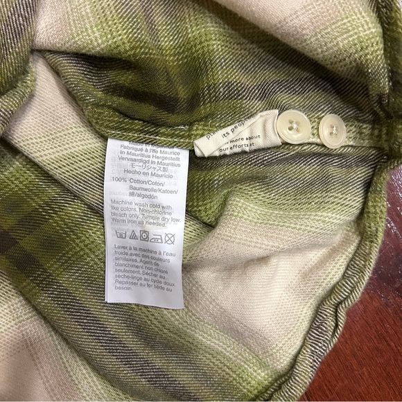 Madewell Perfect Fit Plaid Flannel Button Down Size Large green 100% cotton - Picture 6 of 7